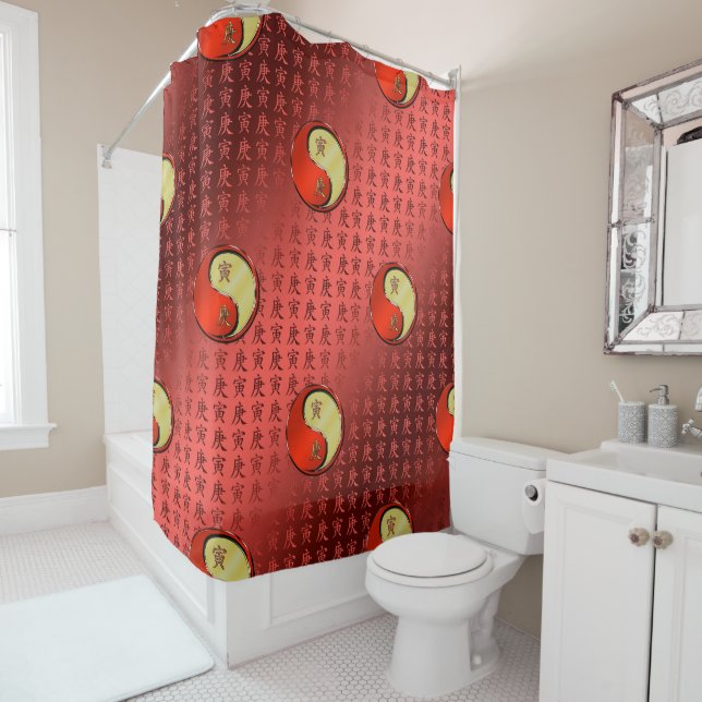 Metal Tiger Shower Curtain (In Situ)