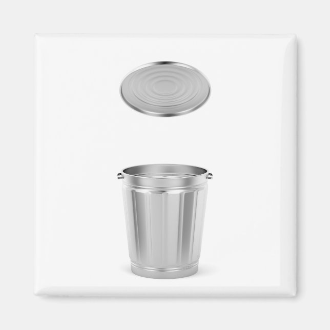 Metal trash can with lid magnet (Front)