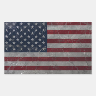 Metal Vintage Grunge American Flag Rectangular Sticker