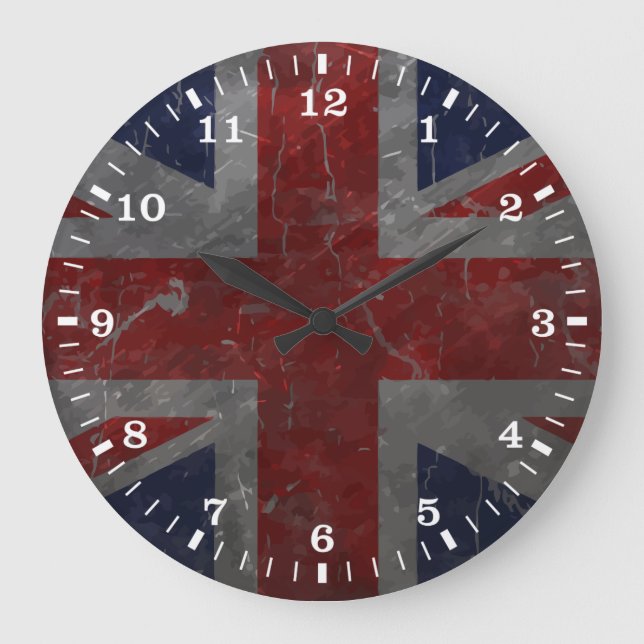 Metal Vintage Union Jack Flag Large Clock (Front)