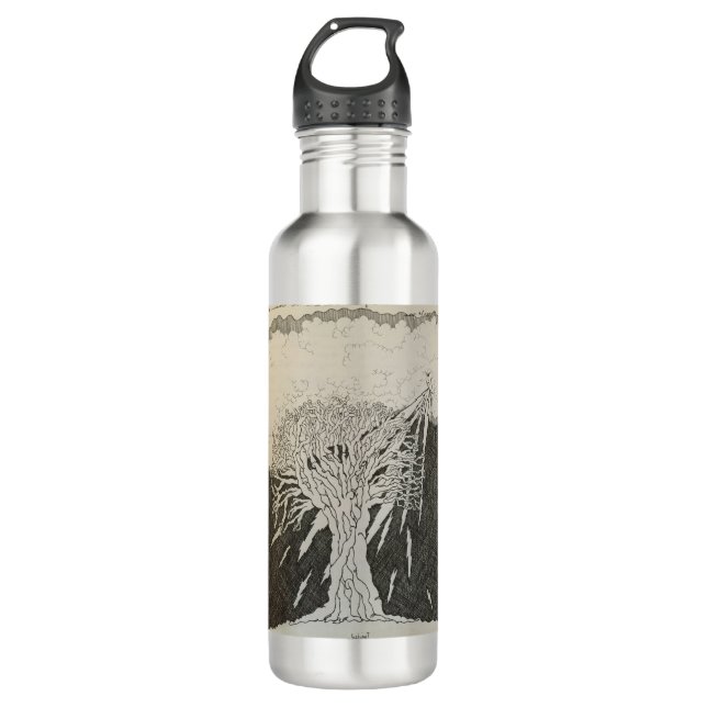 Metal water bottle w/original art by Tony Cimino (Front)