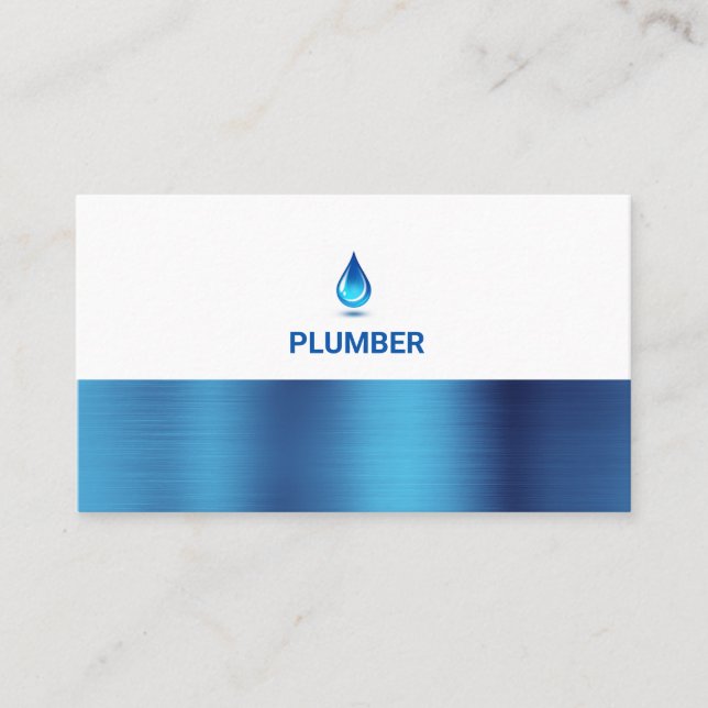 Metal Water Drip Professional Plumbing Service Business Card (Front)