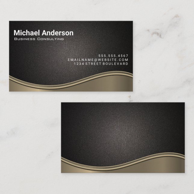 Metal Wave | Black Texture Background Business Card (Front/Back)