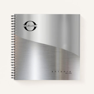 Metal Wave Logo Two-Tone Silver ID809 Notebook
