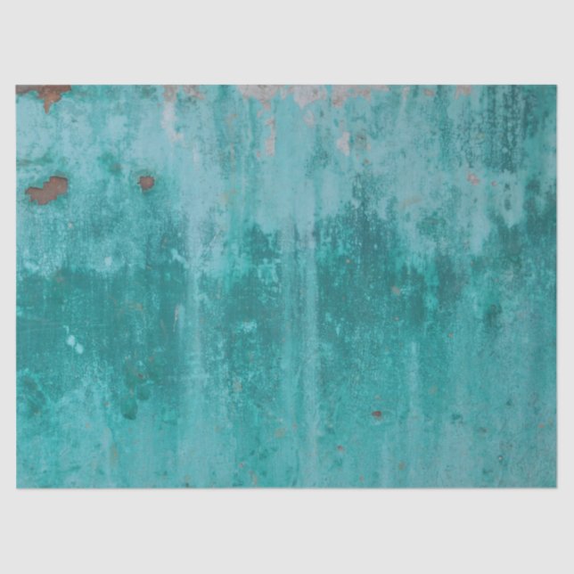 Metal Weathered Turquoise Decoupage Background Tissue Paper (Front)