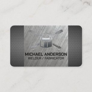 Metal Welding Helmet and Tools Blue Collar Business Card
