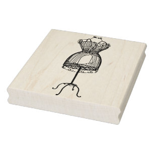 Metal Wire Vintage Dress Form Rubber Art Stamp
