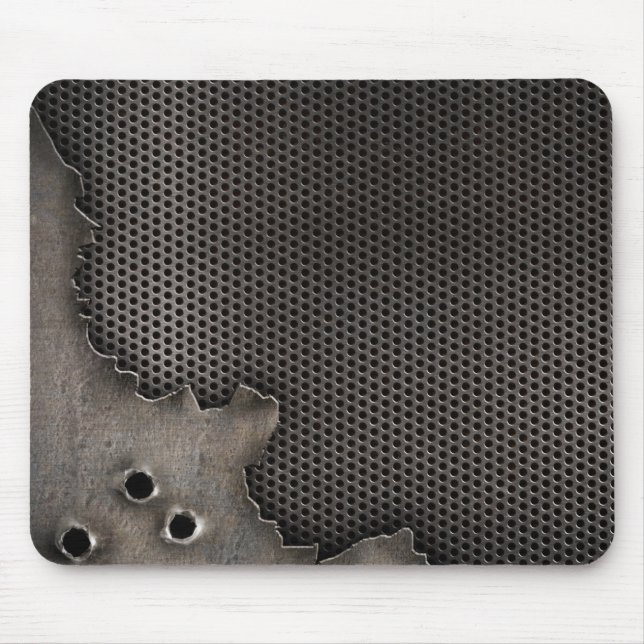 Metal with bullet holes background mouse mat (Front)