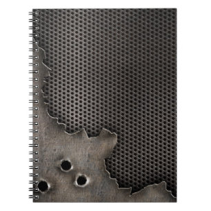 Metal with bullet holes background notebook