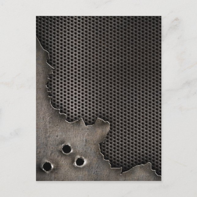 Metal with bullet holes background postcard (Front)