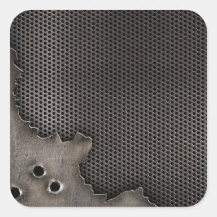 Metal with bullet holes background square sticker