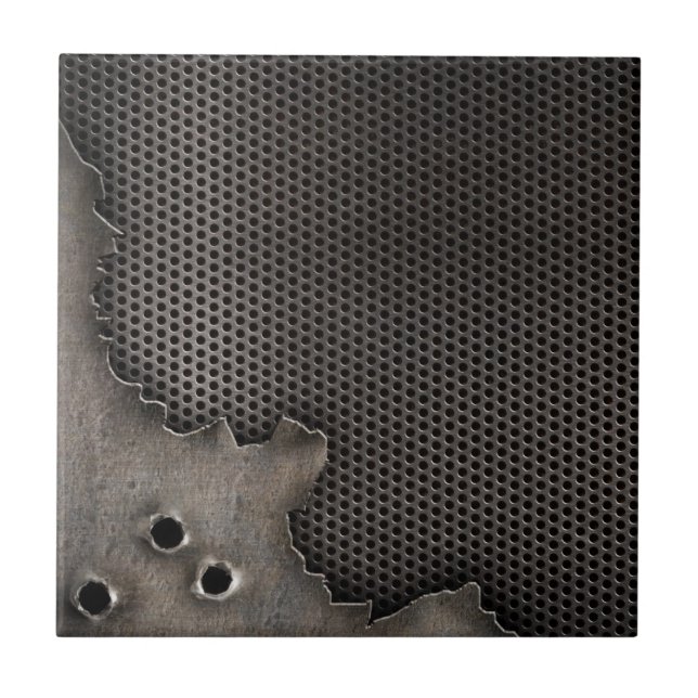 Metal with bullet holes background tile (Front)