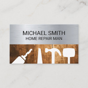 Metal Wood Grain Carpentry Business Card