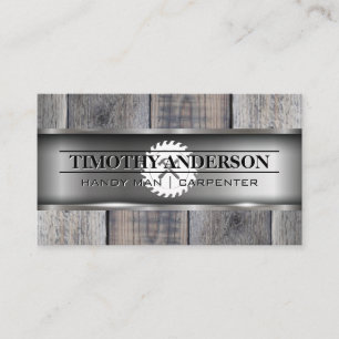 Metal Wood   Saw and Hammer Business Card