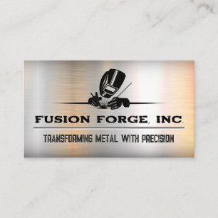 Metal Worker Welding   Metal Background Business Card