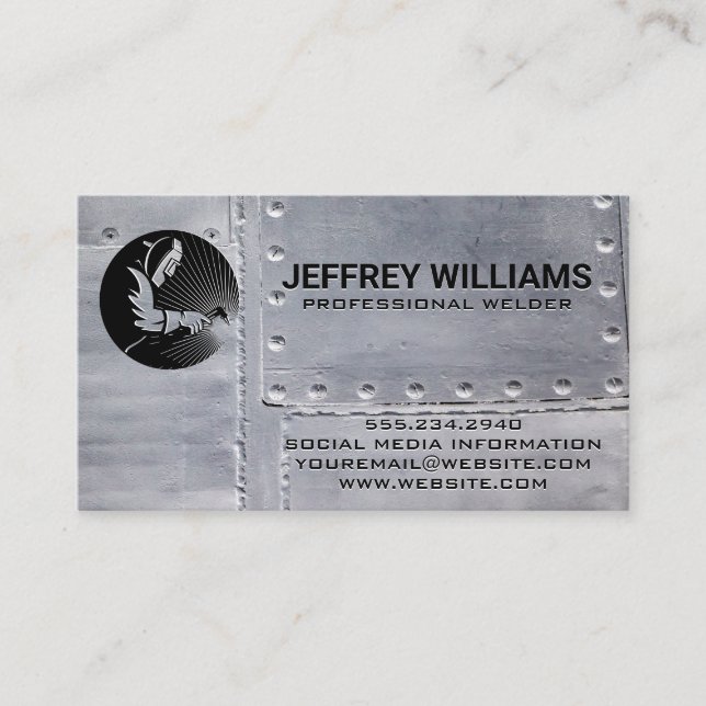 Metal Worker Welding | Metal Rivets Business Card (Front)
