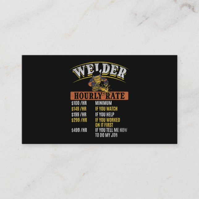Metal Worker Welding MIG Welder Funny Welder Hourl Business Card (Front)