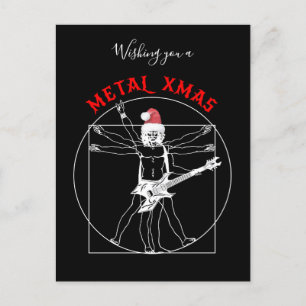 Metal X-mas - vitruvian metal guitar player Holiday Postcard