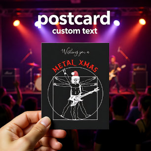 Metal X-mas - vitruvian metal guitar player Holiday Postcard