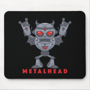 Metalhead - Heavy Metal Robot Devil - With Text Mouse Mat