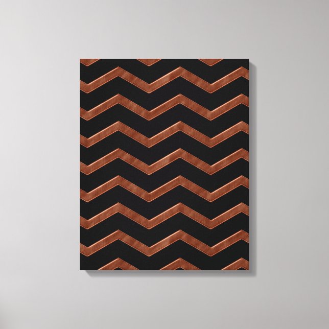Metalic Bronze Zig Zag Pattern Canvas Print (Front)