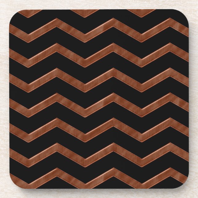 Metalic Bronze Zig Zag Pattern Coaster (Front)