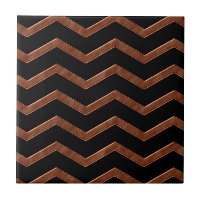 Metalic Bronze Zig Zag Pattern Tile (Front)