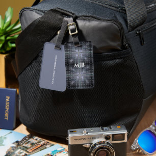 Metalic Design Sliver Grey  Monogram Luggage Tag