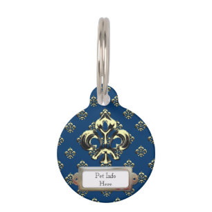 Metalic Fleur de lis (Gold) Pet Tag