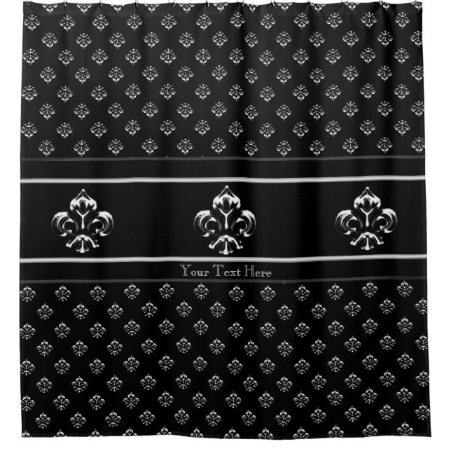 Metalic Fleur de lis (Silver) Shower Curtain (Front)