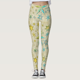 metalic starfishs embossed texturised cool sweet leggings