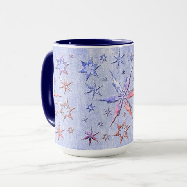 metalic starfishs embossed texturised cool sweet mug (Front Left)