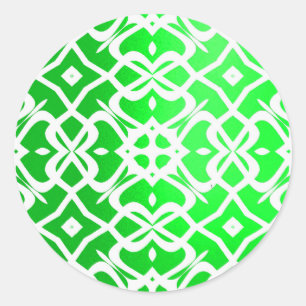 Metalic X Lace Pattern Sticker- Lime & White Classic Round Sticker