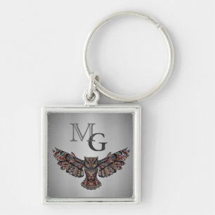 Metalised Owl Art Key Ring