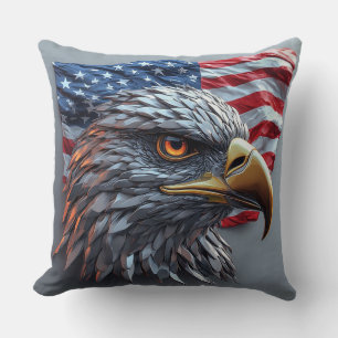 Metallic 3D Patriotic Eagle USA freedom symbol Cushion