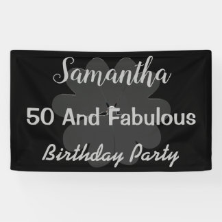 Metallic 3D Silver Flower Fifty & Fabulous Banner