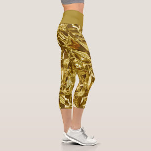 Metallic Abstract 101 Deep Gold Capri Leggings