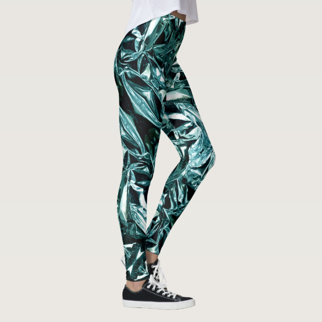 Metallic Abstract 101 Deep Teal Leggings (Right)