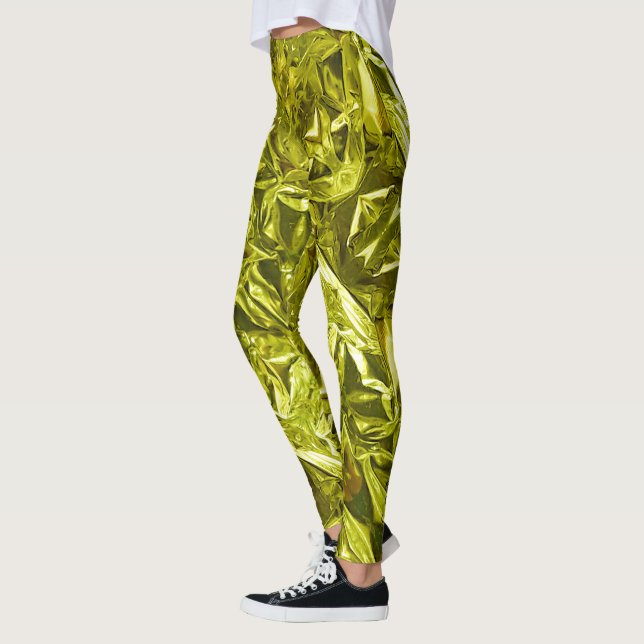 Metallic Abstract 101 Lime Green Leggings (Left)