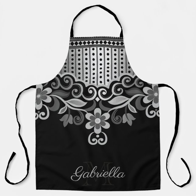 Metallic Abstract Floral Apron (Front)