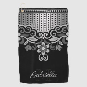Metallic Abstract Floral Golf Towel