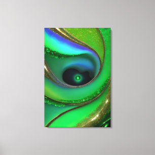 Metallic Abstract Green Gold Swirl Wrapped Canvas