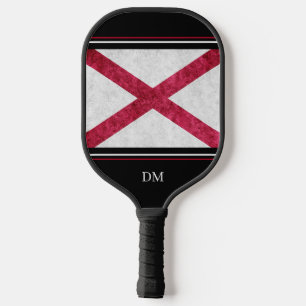 Metallic Alabama State Flag Monogram Pickleball Paddle