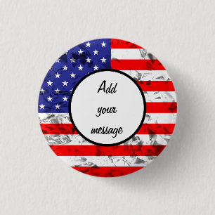 Metallic American Flag Design 2 3 Cm Round Badge