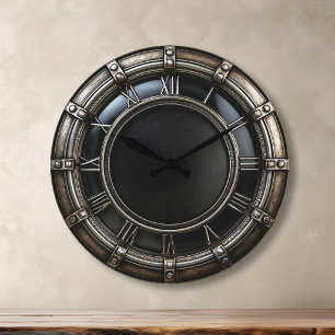 Metallic and Black Round Clock