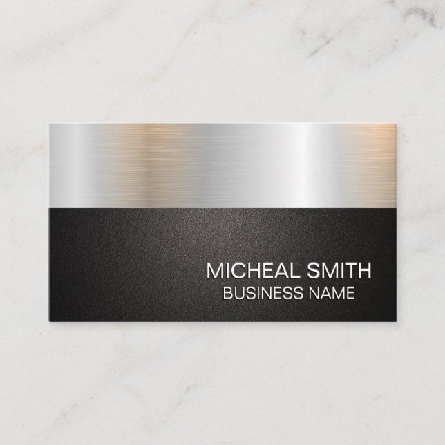 Metallic and Black Texture | Material Block Business Card (Front)