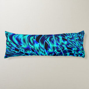 Metallic and crooked illusion, blue to green image body cushion
