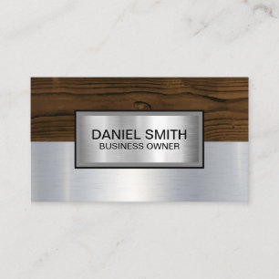 Metallic and Wood Grain Business Card