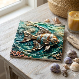 Metallic Angelfish Marine Life Decor Tile