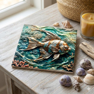 Metallic Angelfish Marine Life Decor Tile